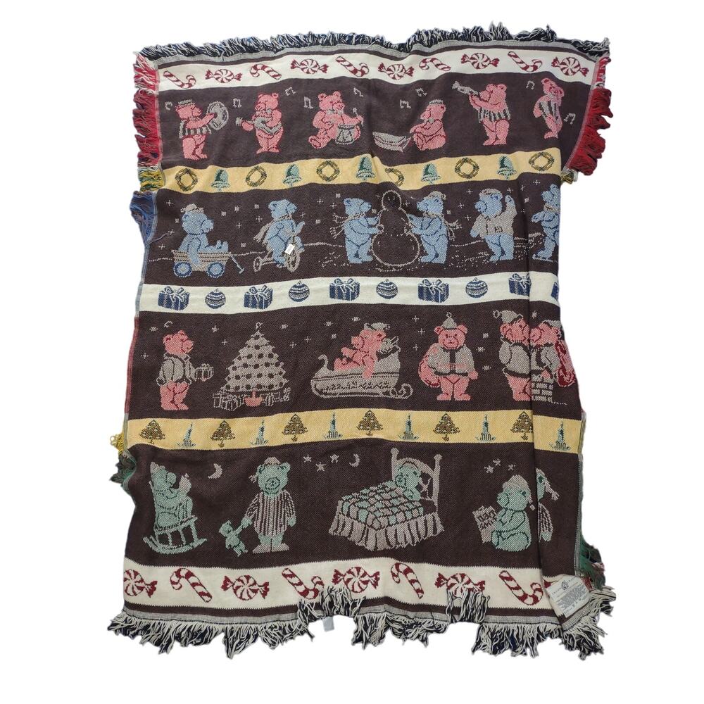 Vintage Crown Crafts Christmas‎ Tapestry Blanket Size 50X60